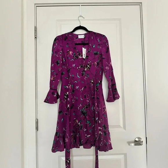 Tanya Taylor Nomi Vines Faux Wrap Silk Dress Size S - Picture 9 of 12